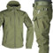 TAUIANE 2-Teiliges Skianzug Set FüR Herren, Softshell Jacke, Snowboard Schneeanzug, Wasserdichtes MilitäR Kampfanzug Set, Taktische Jacke Und Hose, Kapuzenpullover, Fleece GefüTtert,Grün,3XL