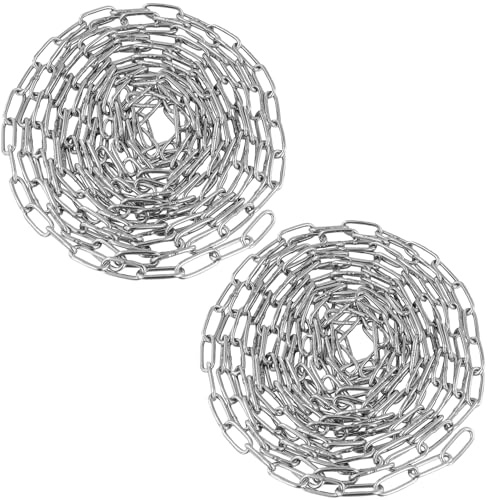 MUNGHOK 2 Stück 3mm Edelstahlkette 5m lang, Stahlkette Meterware Metallkette, Geschweißte Kettenglieder Gliederkette Edelstahl Ketten für DIY Hängekette, Wäscheleine, Aufhängen - 80kg Belastung