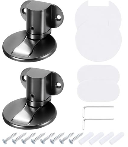 sourcing map 2Pcs Magnetic Door Stopper, Silent Magnetic Floor Door Stop, Adjustable Floor Door Catch with Adhesive Tape and Screws Shock Absorbing for Bedroom Office Bathroom, Gray