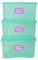 Wham Plastic Storage Boxes With Lids 110 L Home Office Stackable Nestable Container Box, Easy fit Durable Protective Storage Box, 79.5 x 39.5 x 42 cm - Tint Spearmint (Set of 3)