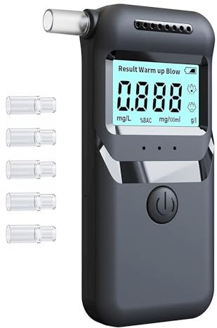 BullTek Tragbarer digitaler Alkoholtester mit LCD-Display – ASIC Chip 3. Generation für genaue Messung – Alkoholtest mit fortschrittlichem Algorithmus – austauschbare Mundstücke und stabile Leistung