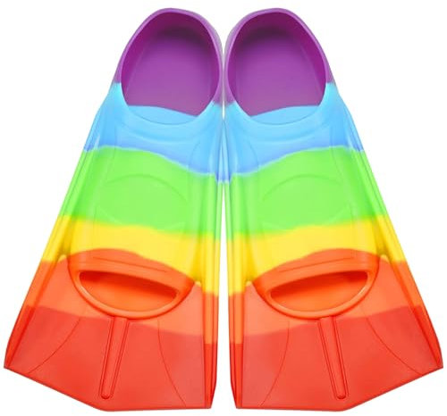 Pinne da nuoto per bambini, pinne corte per bambini, 100% silicone, pinne corte per nuoto, allenamento in acque libere, snorkeling, immersioni per ragazzi e ragazze, principianti, XS (30-32)