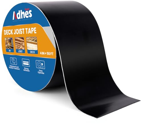 ADHES Deck Joist Tape, 1 Roll Butyl Tape Black 100mm X 15M Adhesive Butyl | Waterproof Flashing Tape for Wood Decks, Beams, Roof, Outdoor Construction