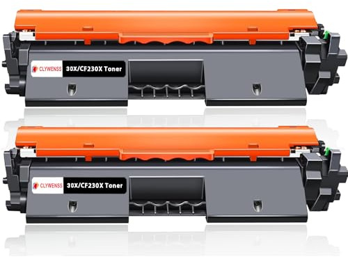 Clywenss Kompatibel CF230X Toner Schwarz mit HP 30X Tonerkartuschen, 2-Pack | für HP 30A CF230A LaserJet Pro MFP M227fdw M227fdn M227sdn M203dw M203dn M203d M203 M227d M227 Tonerkartuschen Toner Mit Chip