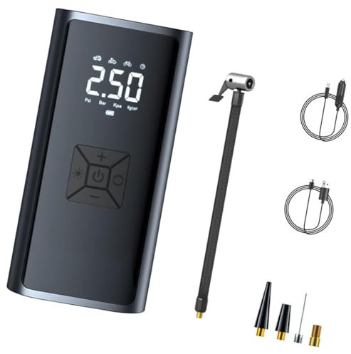 VYWPTOWSX Compressore Aria Portatile per Ford Spectron SportKa StreetKa Taurus, Gonfiatore Gomme Elettrico Pompa Senza Fili AutoSpegnimento Torcia LED Accessori Auto,Black