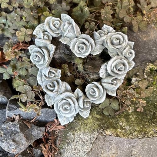 eberin365 GRABWELT – Rosenkranzherz 14x14cm · Zeitloser Grabschmuck und Dekoration für Allerheiligen · Rosenkranz für Friedhof · Stimmungsvoll · Hingabe