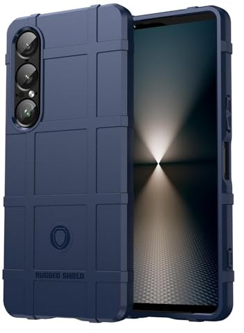 Wigento Für Sony Xperia 1 VII Rugged Shield Design Schock TPU Schutz Hülle Cover Blau