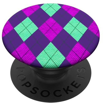 Magenta und Hellgrün Argyle Preppy Retro Vintage 80er 50er Jahre PopSockets Klebender PopGrip