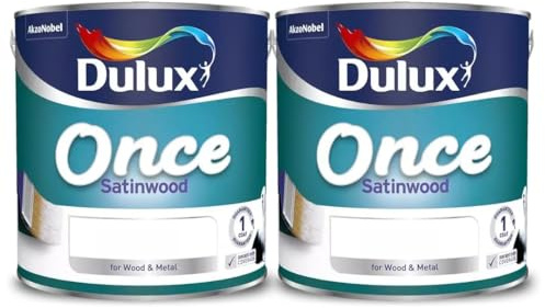 SatinWood Once X2 White 2.5L – Quick Dry Interior Wood & Metal Paint – Brilliant White Satin Finish – Durable Mid Sheen for Doors, Skirting Boards, Trim & Furniture
