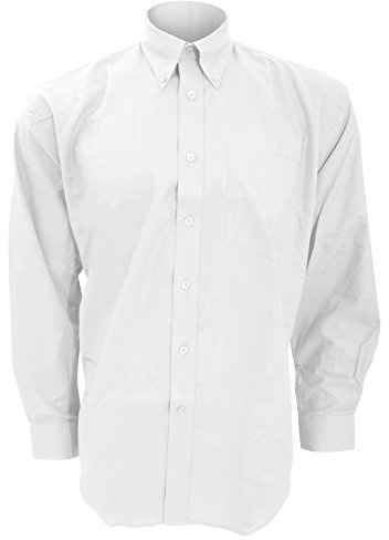 Kustom Kit Mens Workwear Oxford Long Sleeve Shirt (16inch) (White)