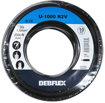 Bobinot de câble - Bobine de Fils électrique - Câble électrique - Couronne de câble - 511323 Bobinot Cable Rigide 10 mètres - U1000 R2V 3G1,5mm ² - Noir