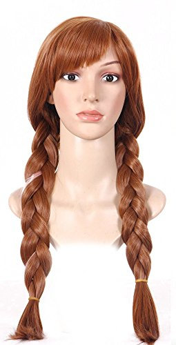 shoperama Frozen Anna Damen Perücke Braun Erwachsene Eiskönigin Wig ELSA Prinzessin Zöpfe