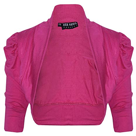 New Kids Girls Ruched Sleeve Stylish Shrug Bolero Cropped Cardigan 2-13 Years