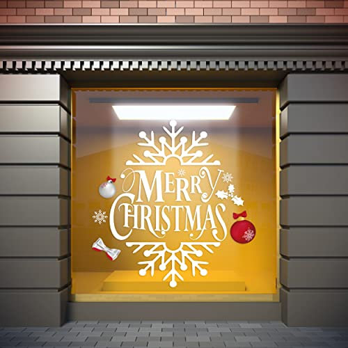 Vinilo Para Escaparates Decoración Navidad Merry Christmas Objetos Decorativos | 100 cm de largo x 100 cm de alto | Vinilo Adhesivo | Decora tu escaparate | Pegatinas Adhesivas Escaparate |
