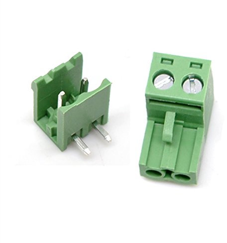 Oiyagai 20 Stück 2-Pin PCB Steckbare Terminal Block 5,08 mm Pitch Rechtwinklige Connectoren