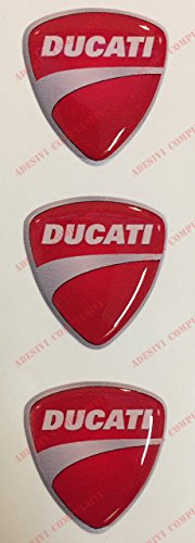 Logo-Aufkleber Ducati, harzbeschichtet, 3D-Effekt, 3 Stück Für Tankdeckel oder Helm.