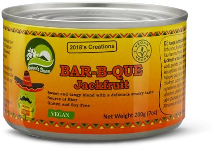 Nature's Charm junge Jackfruit BBQ – Vegane Köstlichkeit in Barbecue-Sauce – Ideal für Salate, Currys und Suppen – 1 x 200 g