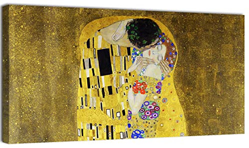 canvashop Quadri Moderni Il Bacio Di Klimt Cm 120X60 Quadro Su Tela Canvas Stampe Da Parete Riproduzione Soggiorno Arredo Camera Da Letto Arredamento Casa