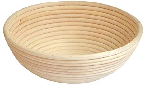 Gärkorb Gärkörbchen Rund, 25 * 8 cm, Ø 25cm Brot Teig Korb Form Gärkörbe Korb aus Natürlichem Peddigrohr für selbstgemachtes Brot für professionelle und häusliche Bäcker, Brotbacken, Bäckermesser