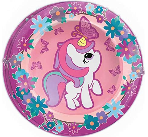 Guirca Lot de 8 Assiettes en Carton Motif Licorne Multicolore 23 cm