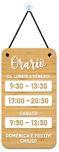 3DP Signs - Design para Personalizar - Cartel Horario de Apertura - Shabby Chic OH05 - Placa Horario para Tiendas, Cartel horario Comercio, Placa horario Comercial, Cartel horario Negocio (Italiano)
