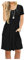 AUSELILY Ladies Summer Short Sleeve Pleated Loose Swing Casual Dress with Pockets Knee Length Black XL