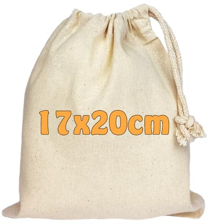 Baumwollbeutel 17x20 cm mit Kordelzug – kleine Stoffbeutel aus Baumwolle für Aufbewahrung, Geschenke oder Adventskalender - OEKO-TEX® STANDARD 100 zertifiziert (Beige (100 Stk.))