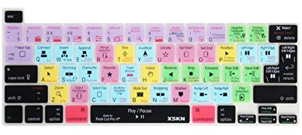 XSKN Final Cut Pro X Silicone Shortcut Keyboard Cover Skin for 2019 MacBook Pro 16 inch A2141 and 2020 MacBook Pro 13.3 inch A2338 M1 A2251 A2289 with Touch Bar & Touch ID US and EU Universal Version