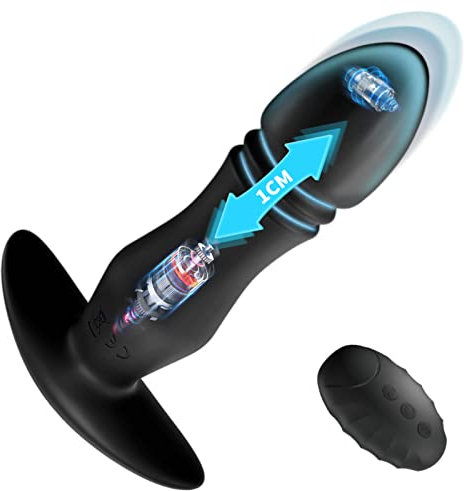 FIDECH Tapón anal de silicona suave con vibración, vibrador con 10 funciones de choque y modos de vibración, gran plug anal con mando a distancia, vibrador para ella, juguete sexual para parejas