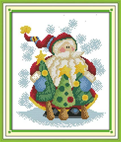 WOWDECOR - Kit per ricamo a punto croce, albero di Natale, 11 ct, con incisione fai da te DMC, per principianti