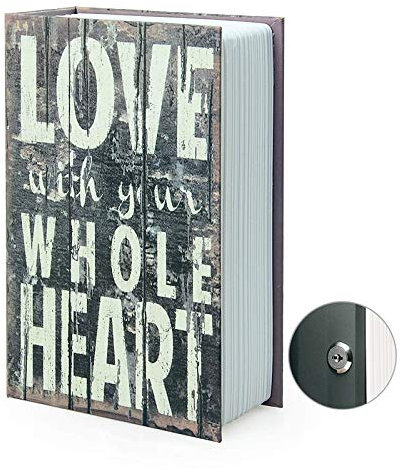 Boîte de rangement pour livre de détournement, coffre-fort secret pour dictionnaire avec serrure/clé à combinaison de sécurité, coffre-fort caché pour livre de détournement (Love-Clé)
