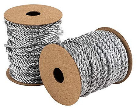 Ideen mit Herz Kordelband | 2 Rollen | Metallic-Kordelschnur | Rolle 1: Ø 2,5 mm, 3 m lang | Rolle 2: Ø 2 mm, 4 m lang (Silber)