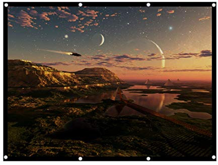Sutinna Projector Curtain, 60-100 Inch Portable Foldable Non-crease White Projector Curtain 4:3 HD Projection Screen Movies Screen Curtain for Outdoor(60in)