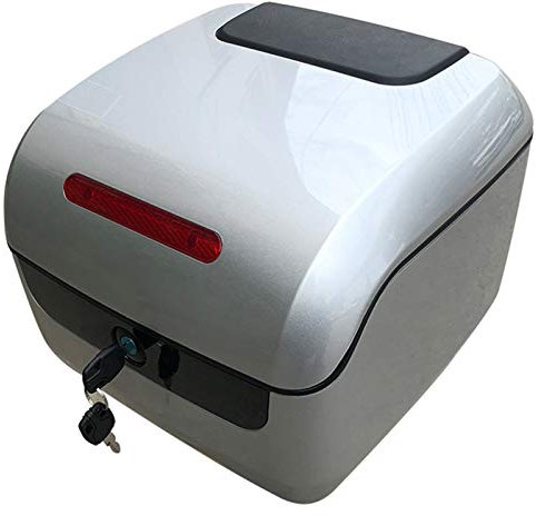 JKGHK Rechteckige Topcase Motorrad, Universal Kofferraum Heckbox Helmkoffer, Mit Universellen Montageteilen, Mit Nachtwarnlicht Und Weicher Rückenlehne, Für Roller/Motorrad/Fahrrad