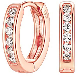 Suplight orecchini cerchio oro rosa orecchini cerchietto piccoli Con AAA Cubic Zirconia Confezione Regalo