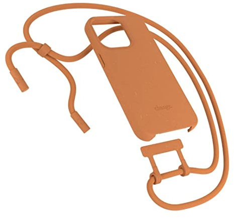 Woodcessories - Nachhaltige Handykette abnehmbar kompatibel mit iPhone 13 Pro Hülle mit Band orange - biologisch abbaubar