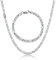 HSWYFCJY Figaro Kette Halskette und Armband Set für Damen Herren - Silber Edelstahl 18/20/22/24 Zoll (24 Zoll+Armband)