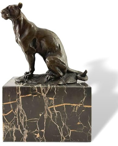 aubaho Bronzefigur Puma Panther Leopard Replik Kopie nach Louis-Albert Carvin Skulptur