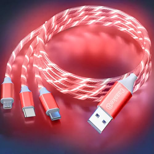Caaake 3 in 1 Ladekabel, schnelles Aufladen, beleuchtetes LED-Ladegerät für mehrere Telefone, Android-USB-C-Kabel Micro-USB-Kabel, Typ C, Party Themen Weihnachtsdekoration, Kinder, Jungen, Mädchen