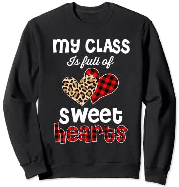 Meine Klasse ist voll Von Sweet Hearts Buffalo Leopard Valentine Sweatshirt