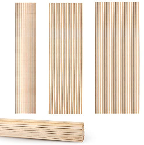 AIEX 150pcs 30,5cm Bâtons en Bois Long, Baton Naturelbaguette Loisir Creatif Bâtons de Chevilles Artisanales Batonnet pour l'Artisanat de Décorations, 3 Tailles 2,3,4 mm
