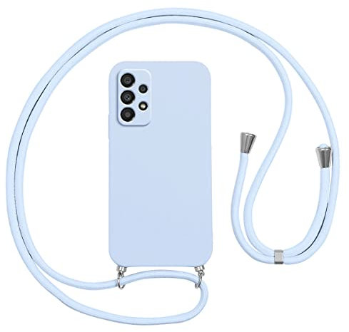 Vauki Funda con Cuerda para Samsung Galaxy A13 4G, Carcasa Silicona AntiChoque con Correa, Case con Ajustable Colgante Collar Cordón Suave Cuello para Samsung A13 4G Móvil Teléfono, Púrpura Claro