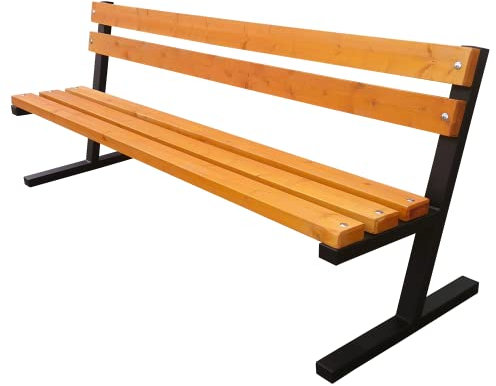 Primario Grande Boston Sitzbank für Garten, Vorgarten, Stadt und Gemeinde, Massiv und Stabil, Draußen, Holz, Stahl, Wetterfest, Outdoor