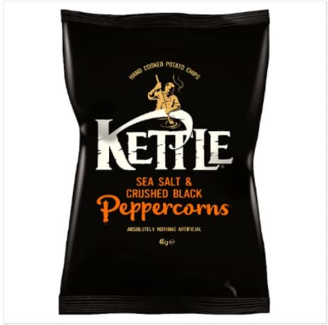 KETTLE® Chips Sea Salt & Crushed Black Peppercorns 40g x Case of 18