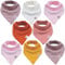 M.M.C. Baby 8 Stück Musselin Dreieckstücher Halstuch unisex aus Baumwolle mit verstellbaren Druckknöpfen Spucktuch Lätzchen für Kleinkinder Jungen und Mädchen (Set Mädchen)