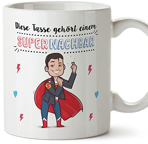 Mugffins Tassen/Becher mit Spruch für NACHBAR - Auf Deutsch - Superfamilie - 11 oz / 330 ml - originelles und lustiges Geschenk