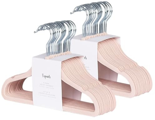 3 Sprouts - Kinder Kleiderbügel aus Samt – rutschfeste Kleiderbügel für Baby & Kleinkinderkleidung - 30 Stück - Rosa