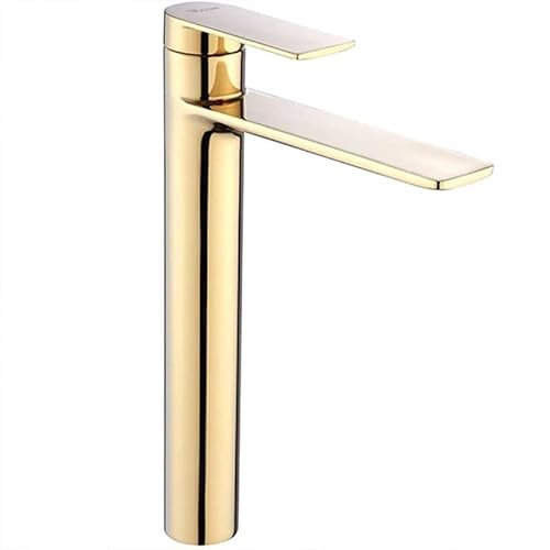 Rea STORM GOLD RUBINETTO LAVABO ALTO Miscelatore da bagno in ottone monocomando rubinetto regolabile caldo e freddo (oro chiaro)
