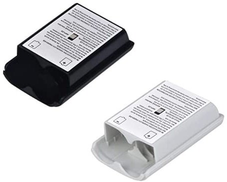 Lot de 2 coques de batterie pour manette sans fil Xbox 360, coque de rechange (1 noir, 1 blanc)