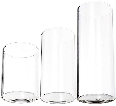 DOITOOL Ensemble De 3 Bougeoirs Ouragan Cylindre en Verre Bougeoir Cylindre en Verre Transparent pour Bougies Pilier Vase Cylindre Transparent Vases en Verre Modernes pour Décoration
